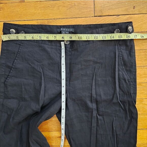 Theory Women's Black Linen Flared Preppy Beach Pants Size 10 - Picture 6 of 9